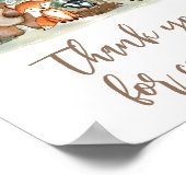 Woodland Animals Baby Shower Thank You Sign ポスター (角)