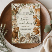 Woodland Animals Baby Shower Watercolor Forest 招待状