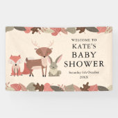 Woodland Animals Baby Shower Welcome 横断幕 (横)