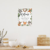 Woodland Animals Baby Shower Welcome Sign ポスター (キッチン)