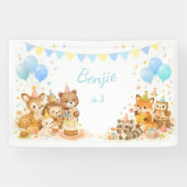 Woodland Animals Backdrop Bunny Bear Fox Pastel 横断幕 (横)