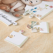 Woodland Animals Bear Fox Bunny Blue Hearts ジグソーパズル (側面)