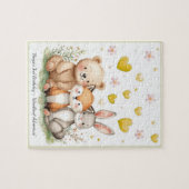 Woodland Animals Bear Fox Bunny Yellow Heart ジグソーパズル (横)
