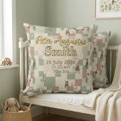 Woodland Animals Birth Stats Keepsake | Patchwork  クッション