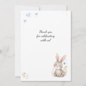 Woodland Animals Birthday Bear Boy Blue Hearts  招待状 (裏面)