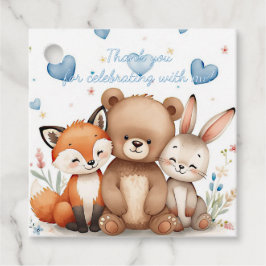 Woodland Animals Birthday Boy Blue Hearts Party フェイバータグ