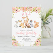 Woodland Animals Birthday Invitation 招待状 (スタンド正面)