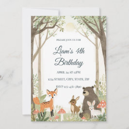 Woodland Animals Birthday Invitation - Forest 招待状