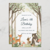Woodland Animals Birthday Invitation - Forest 招待状 (正面/裏面)