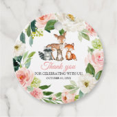 Woodland Animals & Blush Pink Flowers Baby Shower フェイバータグ (正面)