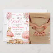 Woodland Animals Boho Girl Baby Shower Photo 招待状 (正面)