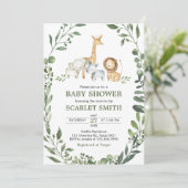 Woodland Animals Botanical Baby Shower  招待状 (スタンド正面)