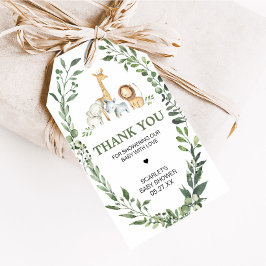 Woodland Animals Botanical Baby Shower Favor Tags ギフトタグ