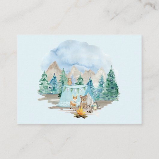 Woodland Animals Camping Books Boy Baby Enclosure 名刺 (裏面)