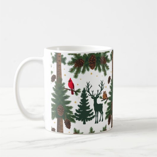Woodland Animals Christmas Classic Mug – Rustic  コーヒーマグカップ (左)