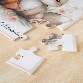 Woodland Animals Cute Bear Fox Bunny Pink Hearts ジグソーパズル (側面)