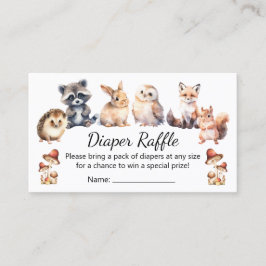 woodland animals diaper raffle baby shower  エンクロージャーカード