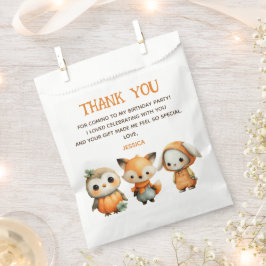 Woodland Animals Fall Kids' Birthday Thank You フェイバーバッグ