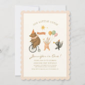 Woodland Animals First Birthday Invitation  招待状 (正面)