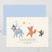 Woodland Animals First Birthday Invitation 招待状 (正面/裏面)