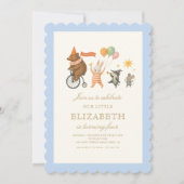 Woodland Animals First Birthday Invitation 招待状 (正面)