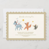 Woodland Animals First Birthday Invitation 招待状 (正面)