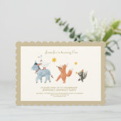 Woodland Animals First Birthday Invitation 招待状 (スタンド正面)