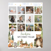 Woodland Animals First Year Photo Milestoneポスター ポスター (正面)