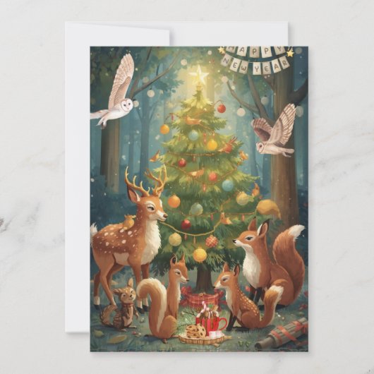 Woodland Animals Flat Holiday Card シーズンカード (正面)
