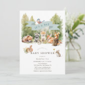 Woodland Animals Forest Boy Baby Shower 招待状 (スタンド正面)