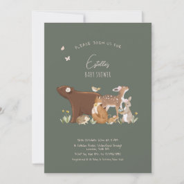 Woodland Animals Forest Friends Baby Shower 招待状