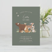 Woodland Animals Forest Friends Baby Shower 招待状 (スタンド正面)