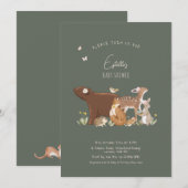 Woodland Animals Forest Friends Baby Shower 招待状 (正面/裏面)