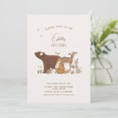 Woodland Animals Forest Friends Baby Shower 招待状 (スタンド正面)