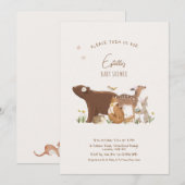 Woodland Animals Forest Friends Baby Shower 招待状 (正面/裏面)