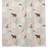 Woodland Animals Forest Patchwork Baby Shower Gift シャワーカーテン (正面)