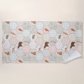 Woodland Animals Forest Patchwork Baby Shower Gift ビーチタオル (正面)
