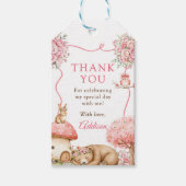 Woodland Animals Girl 1st Birthday Party ギフトタグ (正面)