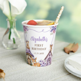 Woodland Animals Girl 1st Birthday Party 紙コップ