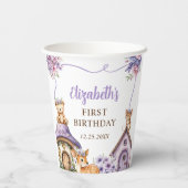 Woodland Animals Girl 1st Birthday Party 紙コップ (裏面)