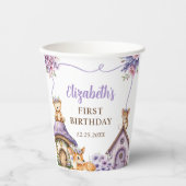 Woodland Animals Girl 1st Birthday Party 紙コップ (正面)