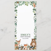 Woodland Animals Greeneryベビーシャワーパーティーメニュー プログラム (裏面)