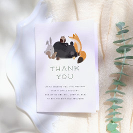 Woodland Animals Greenery赤ちゃんシャワーありがとう サンキューカード