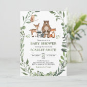 Woodland Animals Greenery Baby Shower  招待状 (スタンド正面)