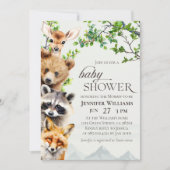 Woodland Animals Greenery Baby Shower Invitation 招待状 (正面)