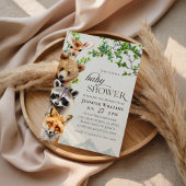 Woodland Animals Greenery Baby Shower Invitation 招待状