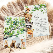 Woodland Animals Greenery Baby Shower Invitation 招待状
