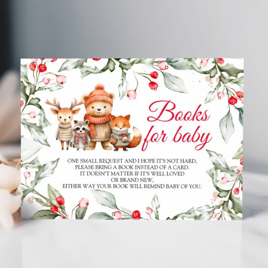 Woodland Animals Greenery Book for Baby Card エンクロージャーカード