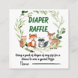 Woodland animals greenery diaper raffle エンクロージャーカード