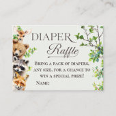 Woodland Animals Greenery Diaper Raffle Card エンクロージャーカード (正面)